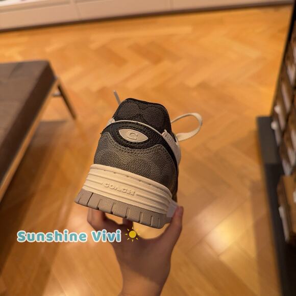 NWT Coach Women's Soho Sneaker In Mixed Signature Black/Chalk CDE16 US 7 - Picture 3 of 4